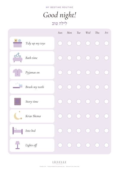 Preview of Bedtime routine chart
