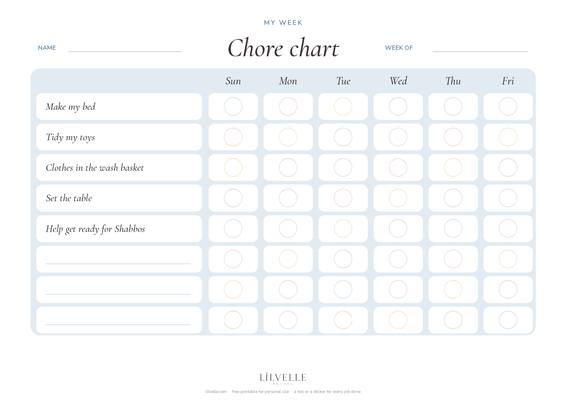 Preview of Weekly chore chart