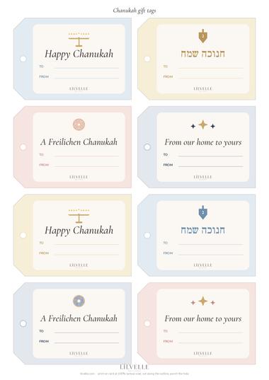 Preview of Chanukah gift tags & night-by-night stickers