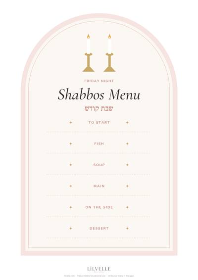 Preview of Shabbos menu card