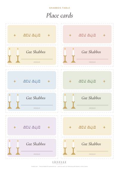 Preview of Shabbos place cards