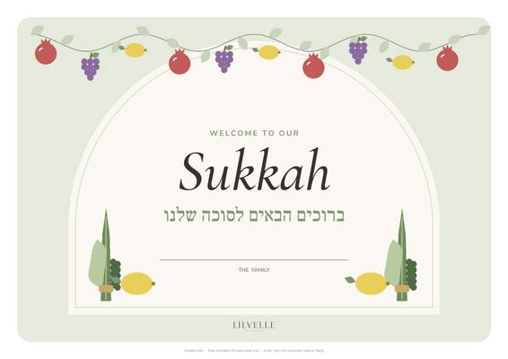 Preview of Welcome to our Sukkah sign
